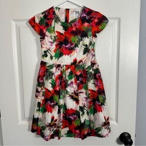 Milly Minis size 10 floral dress, a-line, full skirt, cotton, Christmas, party